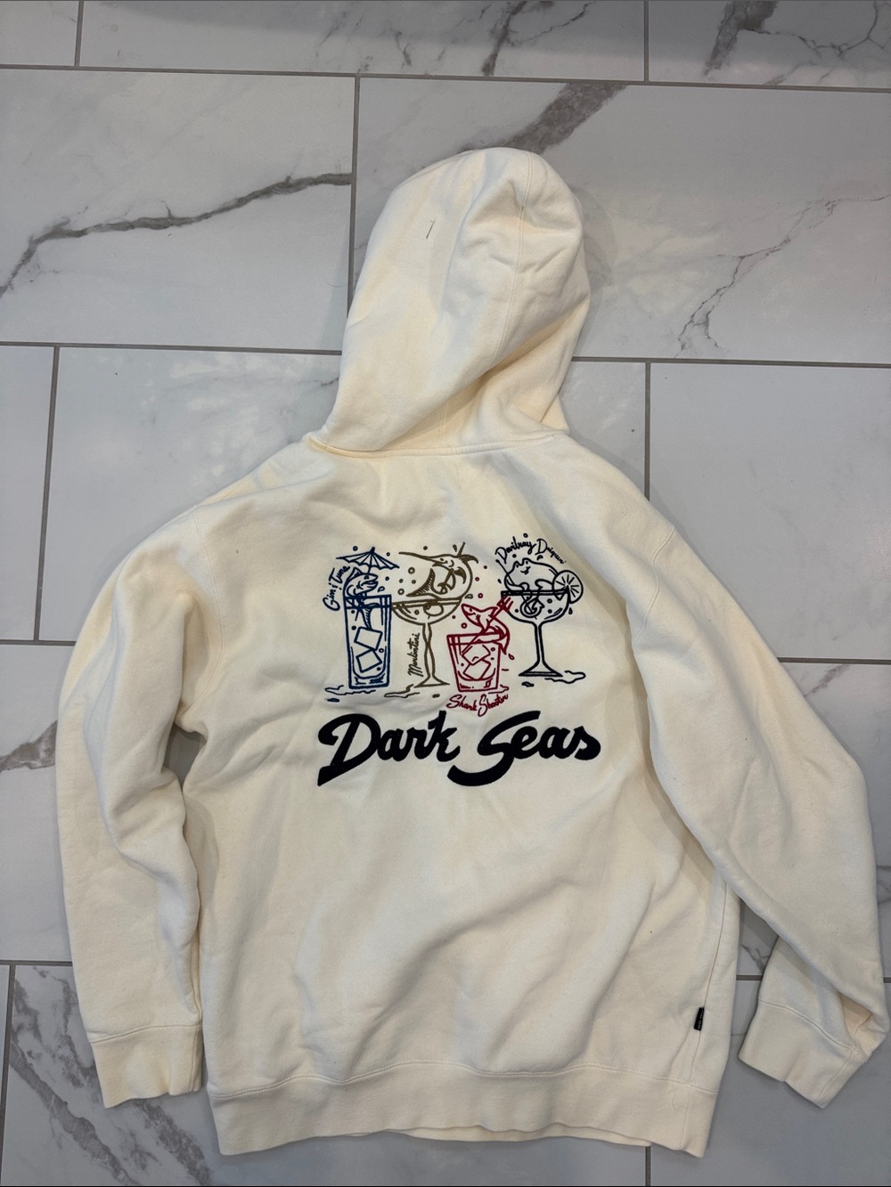 Dark Seas Cream Graphic Hoodie - Cream with Multi-Color Back Print